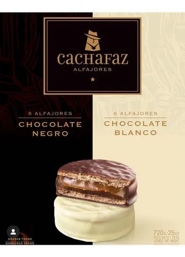 Alfajores Cachafaz Black and White Chocolate Box 12 units 720 g / 25.3 oz