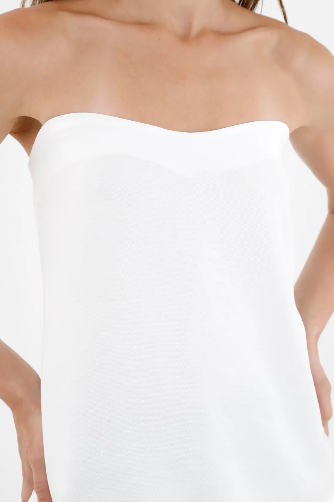 Camisa strapless blanca para mujer