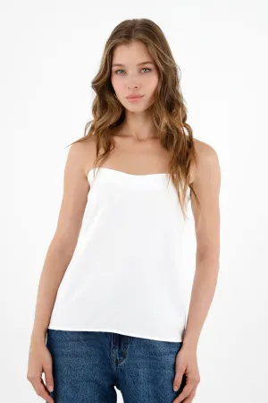 Camisa strapless blanca para mujer