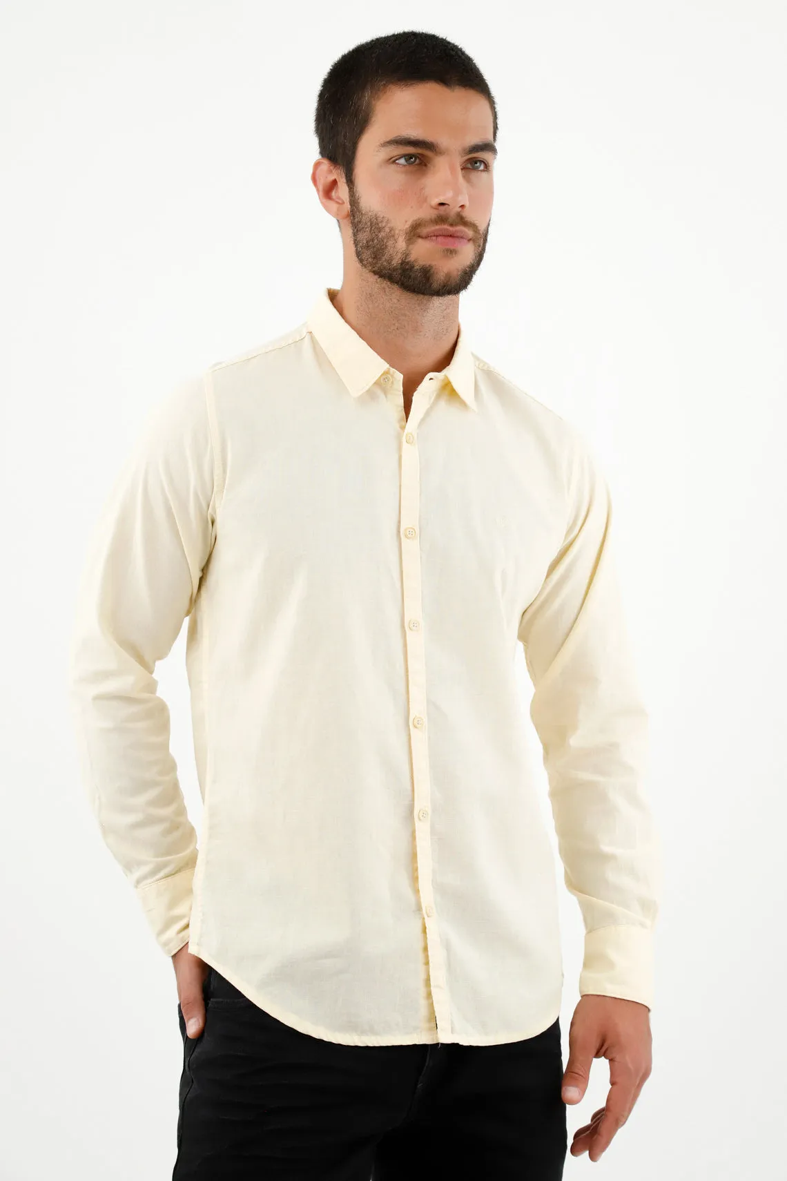 Camisa tipo lino crudo para hombre