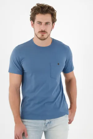 Camiseta azul con bolsillo para hombre