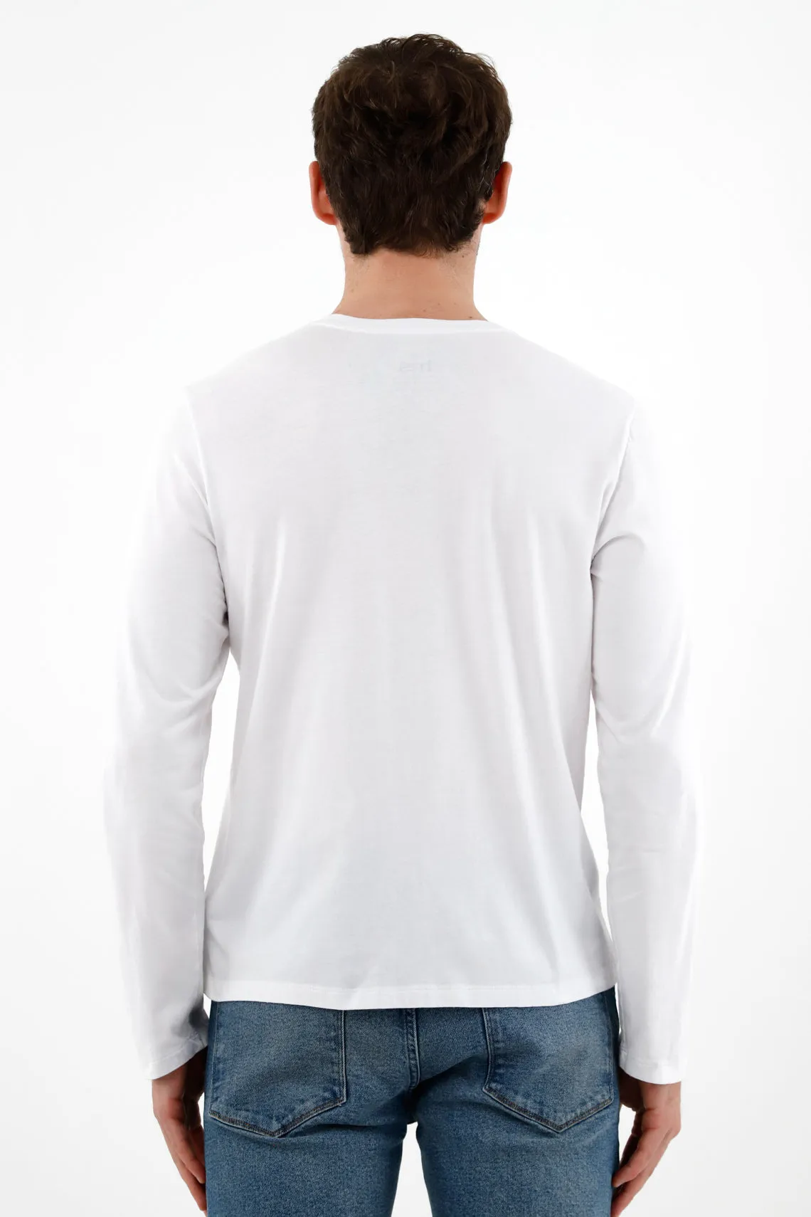 Camiseta blanca manga larga para hombre