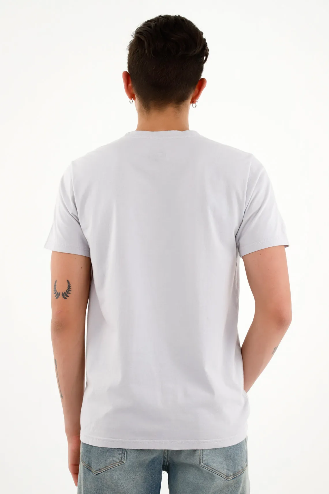 Camiseta gris con mini bordado para hombre