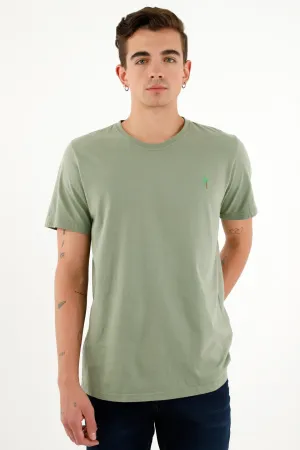 Camiseta verde con mini bordado para hombre