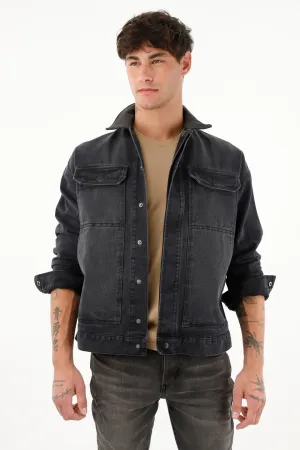 Chaqueta Trucker en black denim para hombre