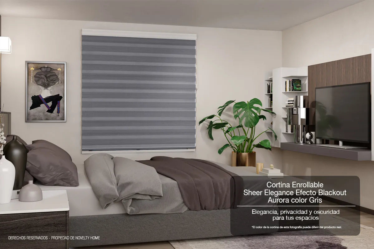 Cortina Sheer Elegance Efecto Blackout Aurora Gris