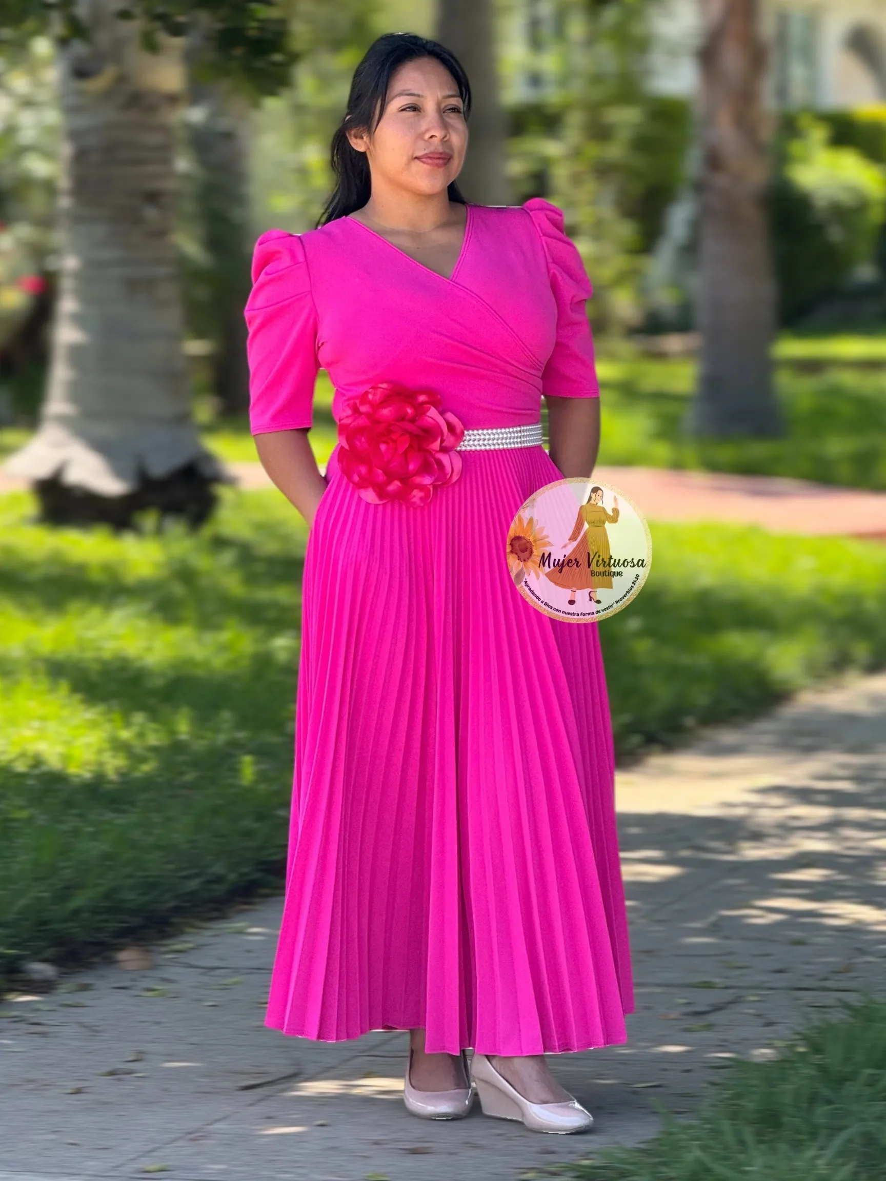 Fucsia Pleated Dress “Jessica”