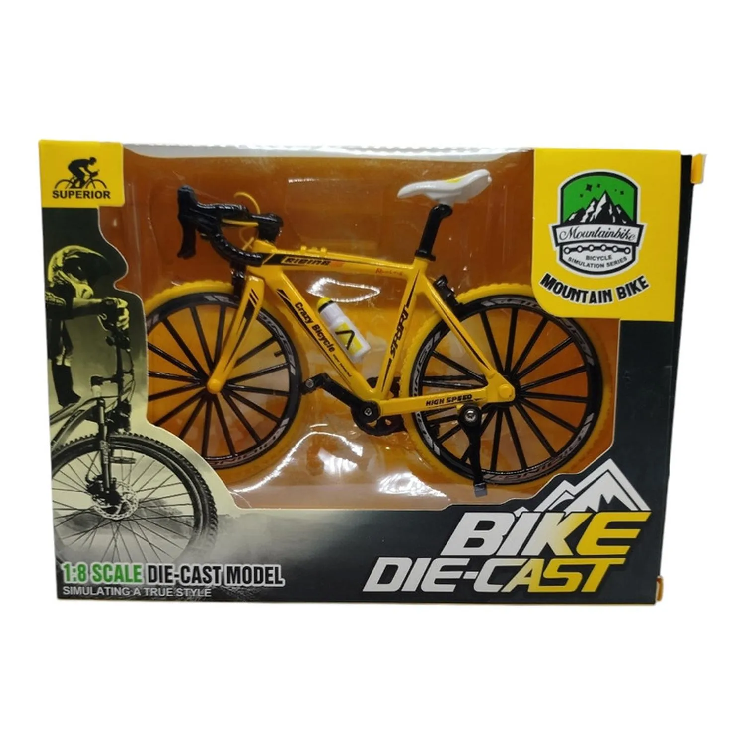 Jada Toys Vehículo Bicicleta Amarilla Llanta Amarilla Rin Negro Escala 1:8 Mountain Bike