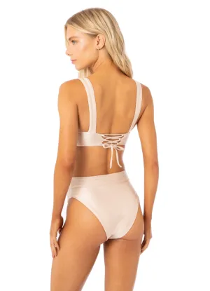 Maaji Golden Shine Suzy Q High Rise/High Leg Bikini Bottom