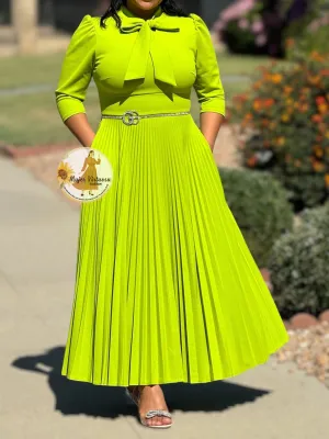 Melanie Lime Pleated Dress