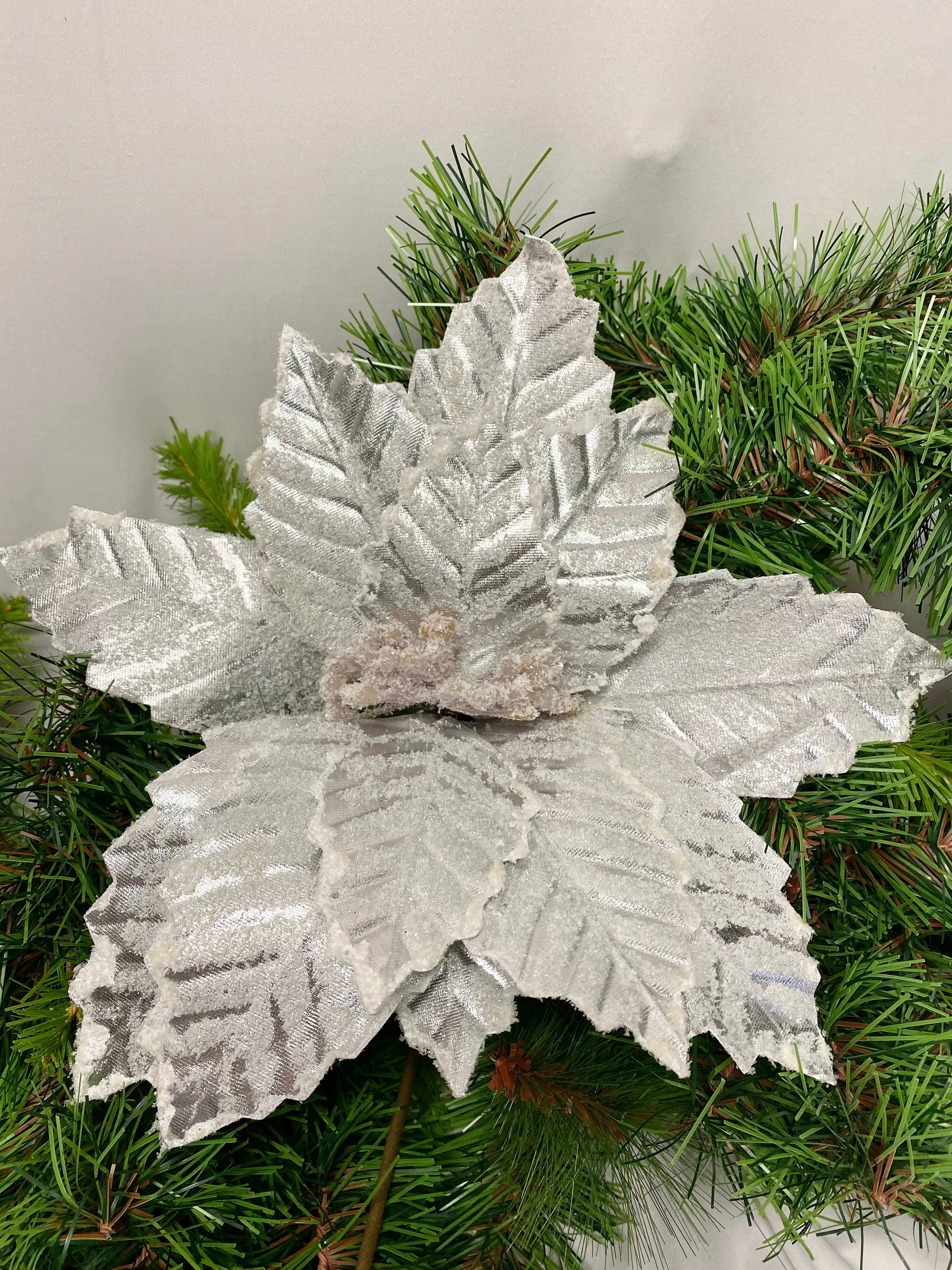 Noche buena plata 56cm / 22" Silver Poinsettia