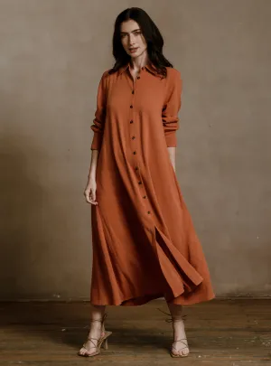 OCTAVIA | VESTIDO CAMISERO NOA RUST LINO