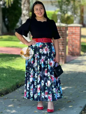 Olivia All Black Floral Dress