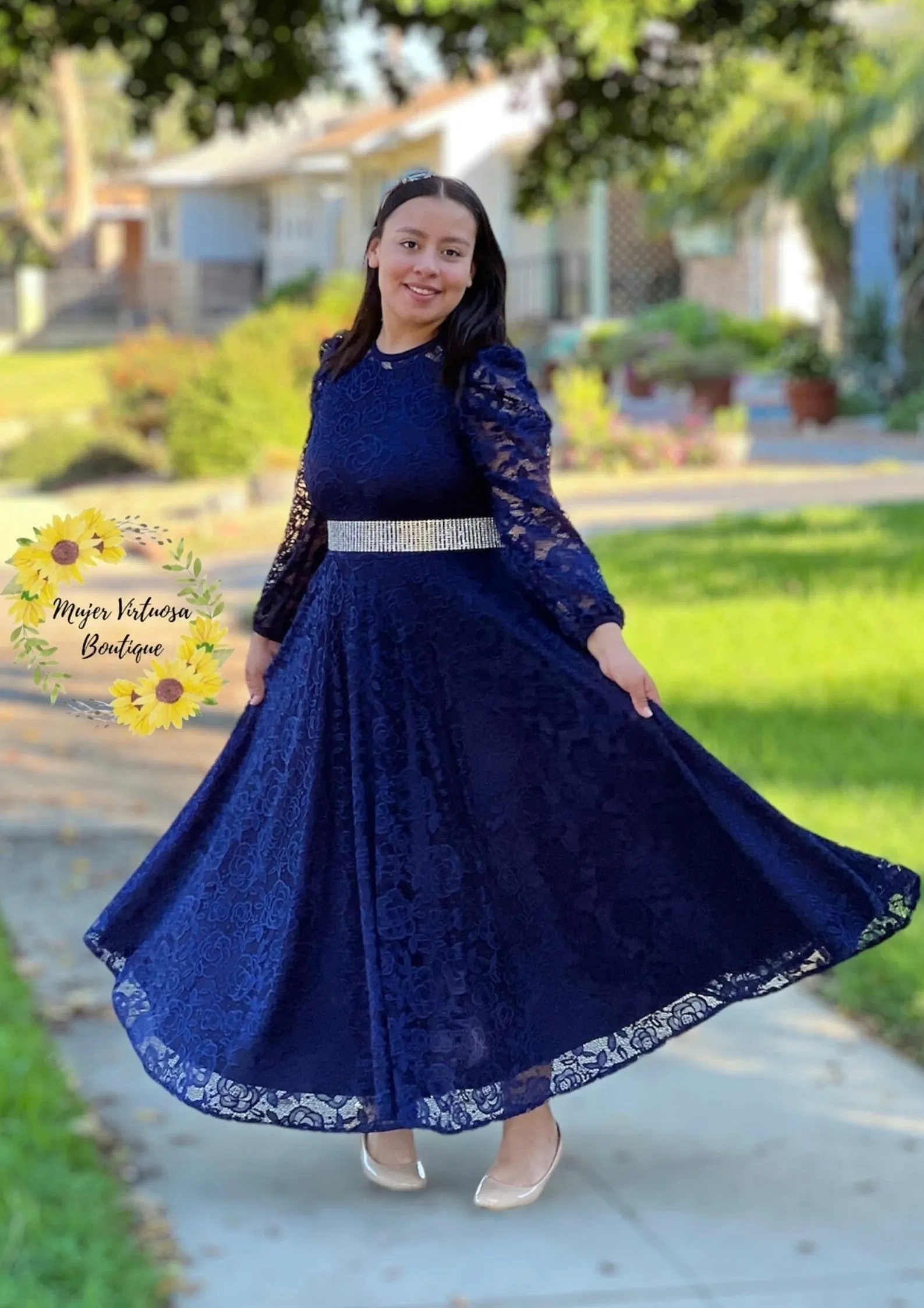 Ophelia Navy Blue Lace dress