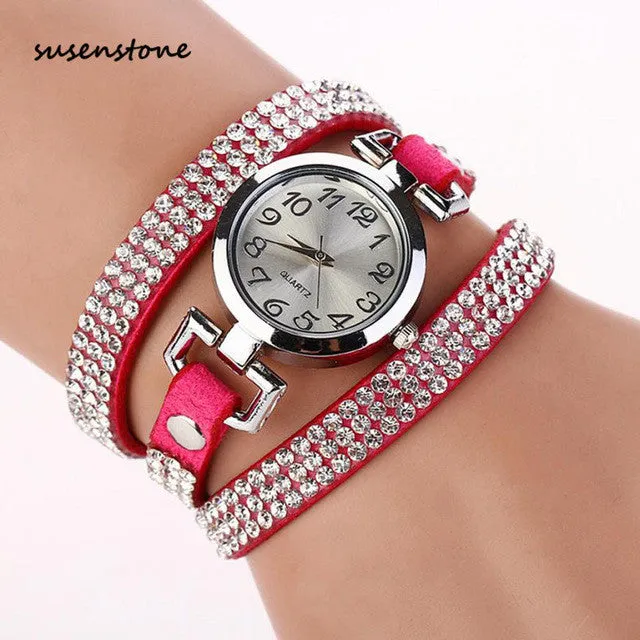 SUSENSTONE Brand New Famous Brand Watch Fashion Women Luxury Dress Watches 8 colors Quartz Watch Bracelet Watch Female clock Y30