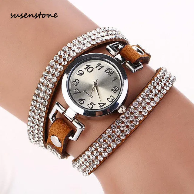 SUSENSTONE Brand New Famous Brand Watch Fashion Women Luxury Dress Watches 8 colors Quartz Watch Bracelet Watch Female clock Y30