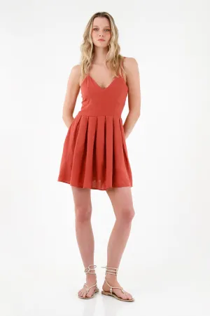 Vestido corto naranja para mujer