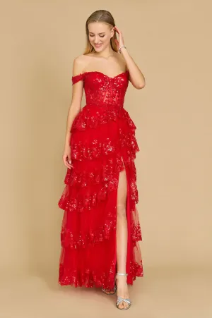 VESTIDO MAYI ROJO LENTEJUELAS STRAPLESS