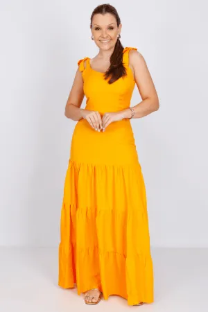 Vestido Midi Laço Alça Ágata Laranja