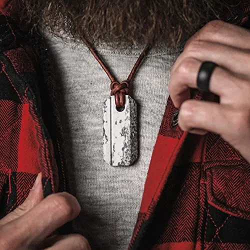 Wazoo Viking Whetstone Pendant | Knife Sharpener Necklace | Arkansas Novaculite on Leather Cord | Norse Inspired Knotwork | MADE IN USA!