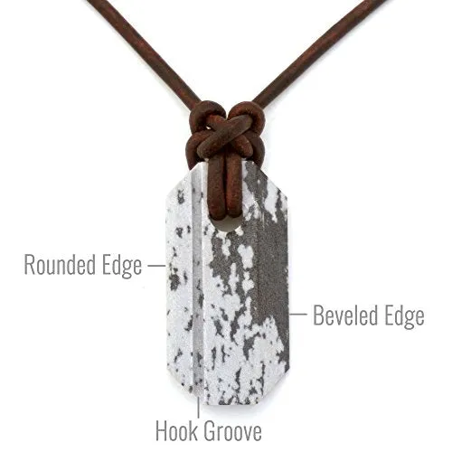 Wazoo Viking Whetstone Pendant | Knife Sharpener Necklace | Arkansas Novaculite on Leather Cord | Norse Inspired Knotwork | MADE IN USA!